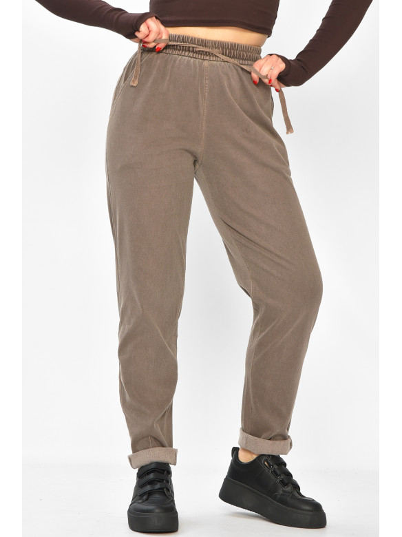 Штаны женские однотонные коричневого цвета 580-2 208873C