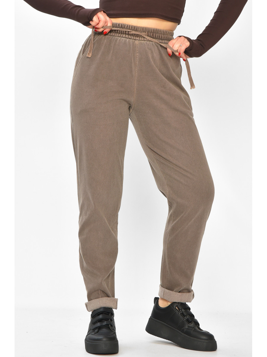 Штаны женские однотонные коричневого цвета 580-2 208873C