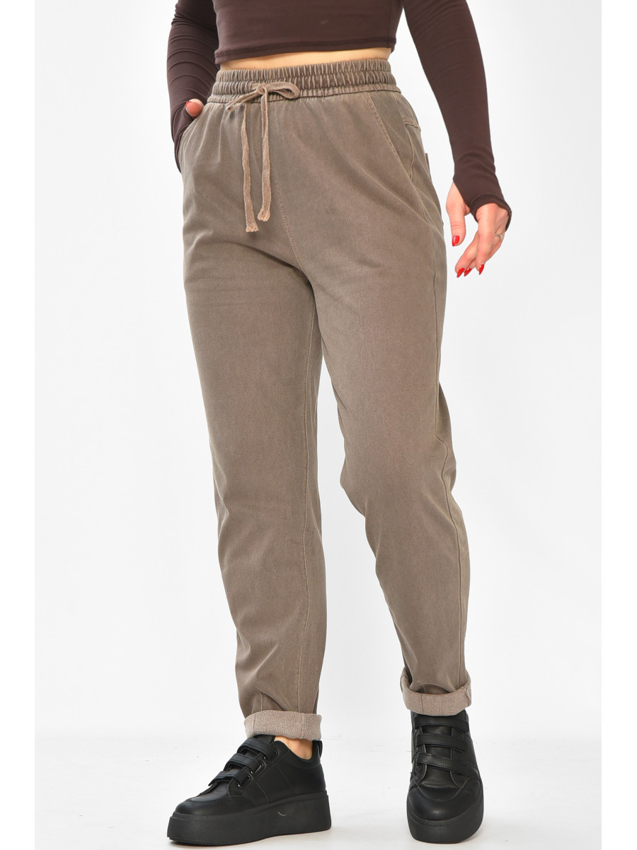 Штаны женские однотонные коричневого цвета 580-2 208873C