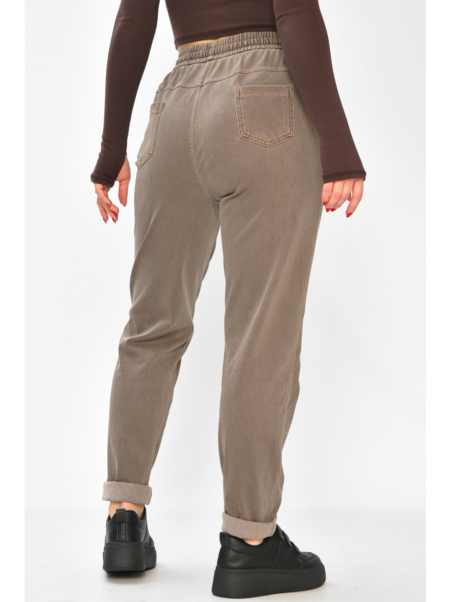 Штаны женские однотонные коричневого цвета 580-2 208873C