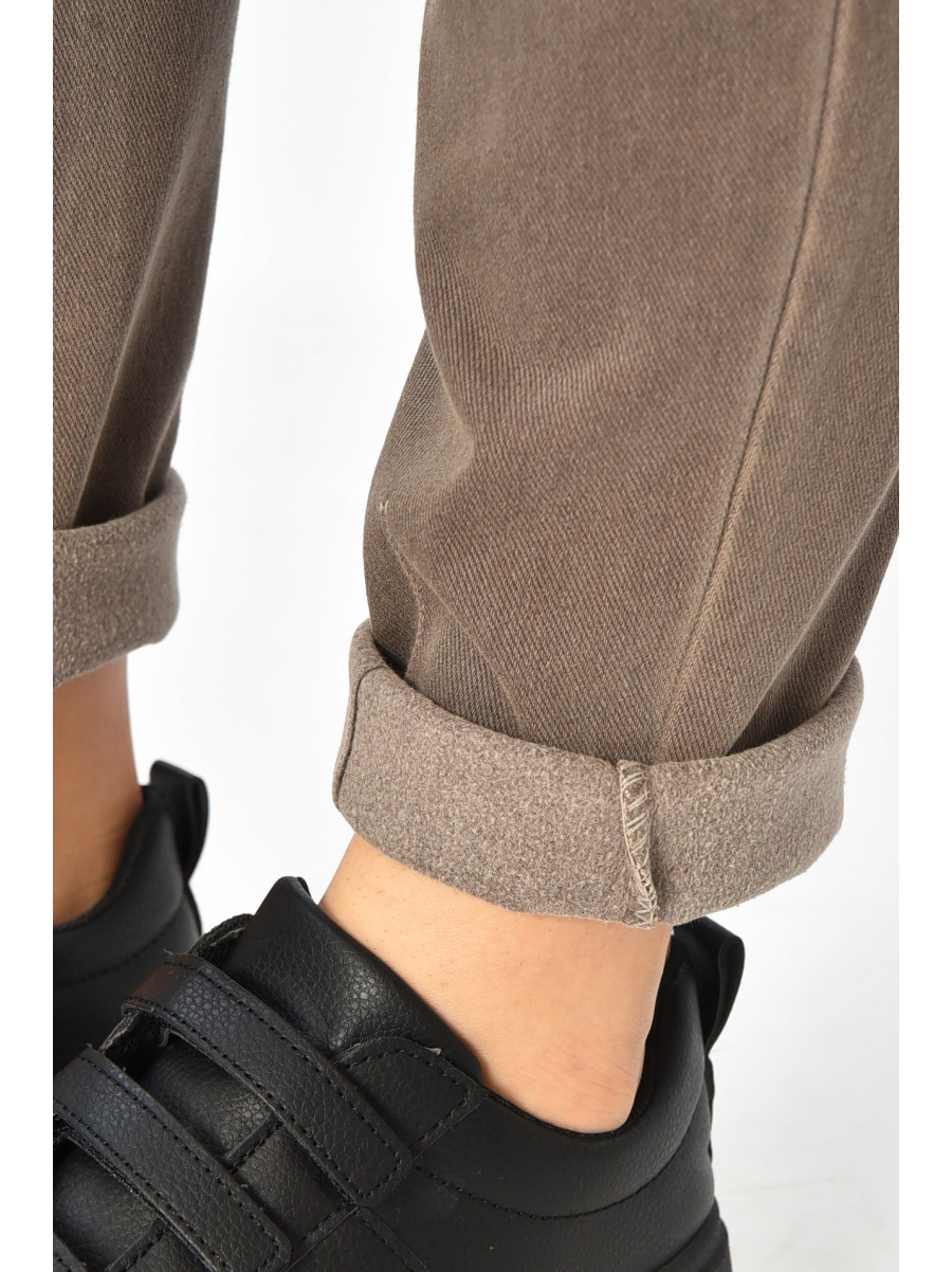 Штаны женские однотонные коричневого цвета 580-2 208873C