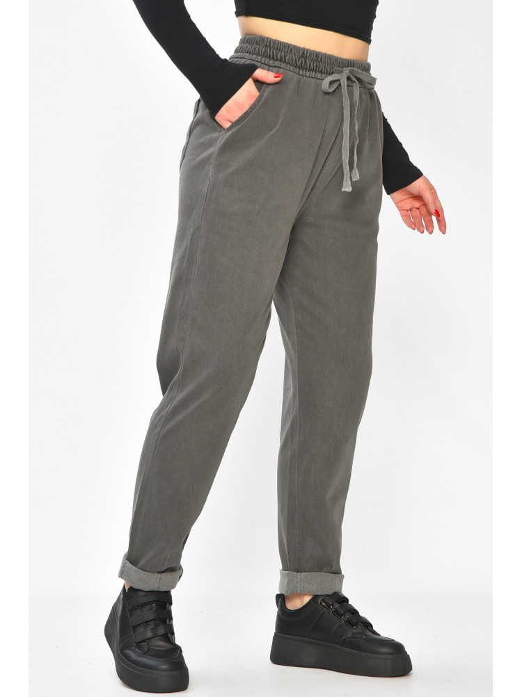 Штаны женские однотонные тёмно-серого цвета 580-2 208874C