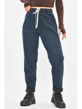 Штани жіночі однотонні темно-синього кольору 580-2 208875C Штани жіночі однотонні темно-синього кольору 580-2 208875C