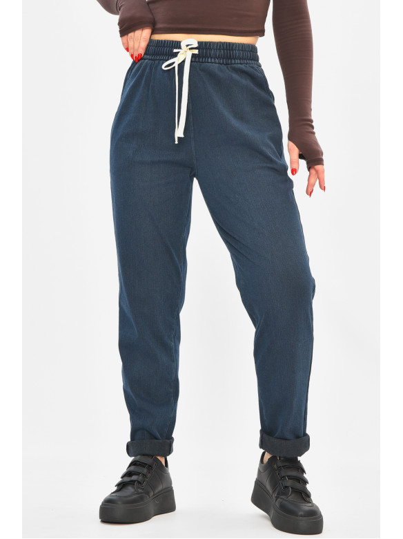 Штаны женские однотонные тёмно-синего цвета 580-2 208875C