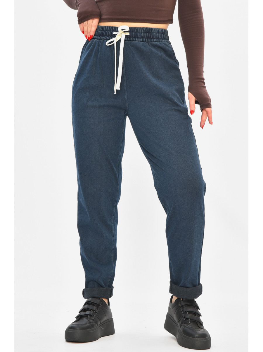 Штаны женские однотонные тёмно-синего цвета 580-2 208875C