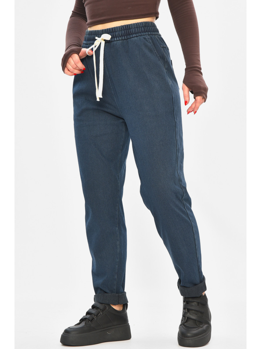 Штаны женские однотонные тёмно-синего цвета 580-2 208875C