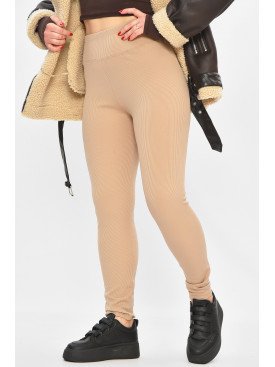 Лосіни жіночі напівбатальні в рубчик на флісі бежевого кольору 4001 208881C Лосіни жіночі напівбатальні в рубчик на флісі бежевого кольору 4001 208881C