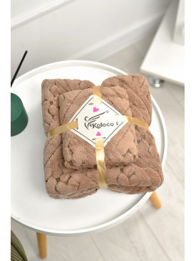 Набір однотонних рушників із мікрофібри банне+для обличчя коричневого кольору 98-837 208883C