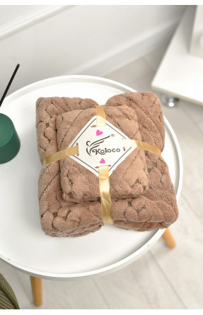 Набір однотонних рушників із мікрофібри банне+для обличчя коричневого кольору 98-837 208883C Набір однотонних рушників із мікрофібри банне+для обличчя коричневого кольору 98-837 208883C