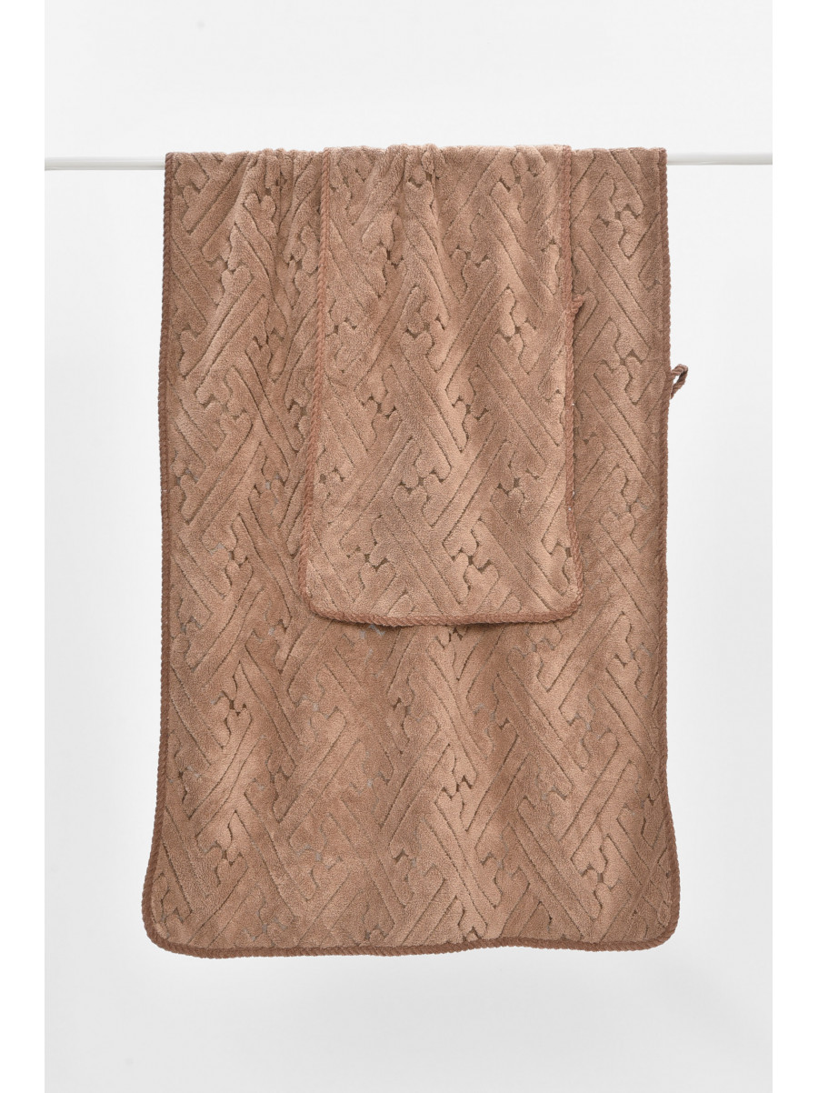 Набор однотонных полотенец из микрофибры банное+для лица коричневого цвета 98-837 208883C