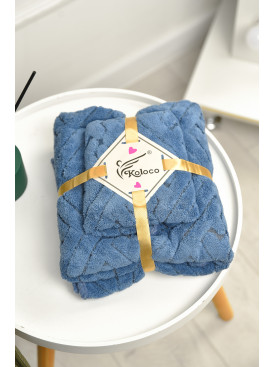 Набор однотонных полотенец из микрофибры банное+для лица синего цвета 98-837 208885C Набор однотонных полотенец из микрофибры банное+для лица синего цвета 98-837 208885C