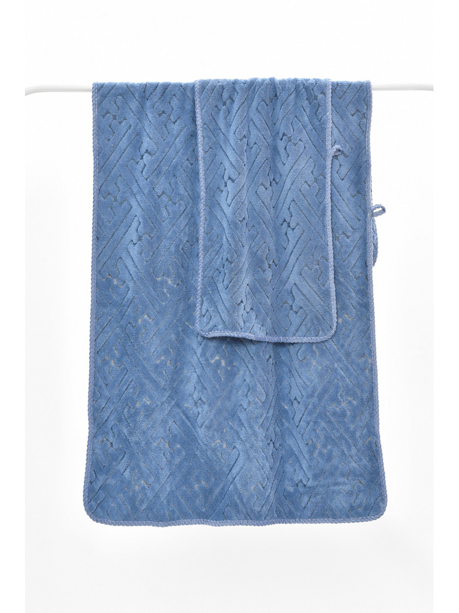 Набор однотонных полотенец из микрофибры банное+для лица синего цвета 98-837 208885C