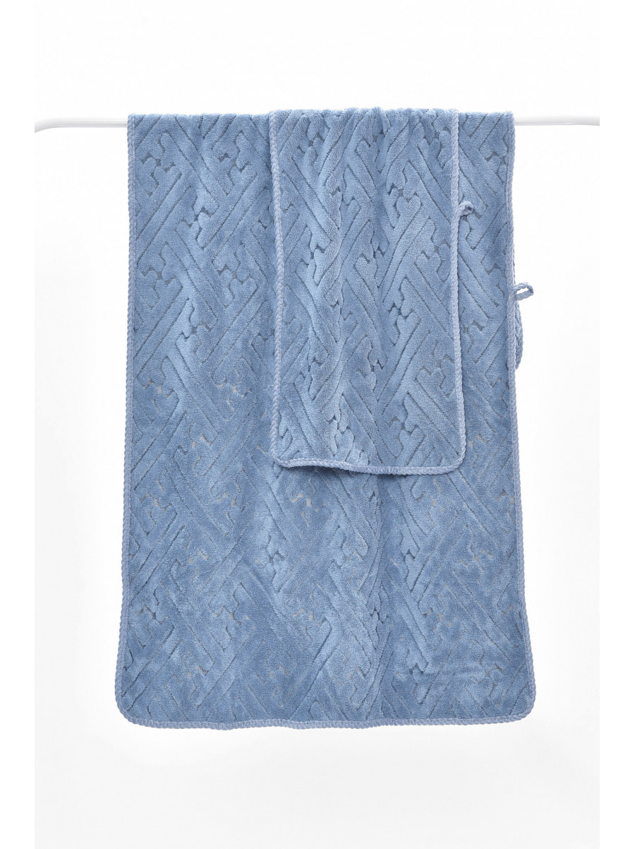 Набор однотонных полотенец из микрофибры банное+для лица голубого цвета 98-837 208886C