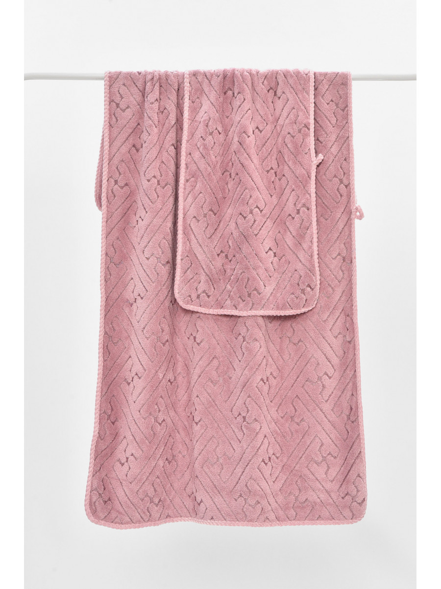 Набор однотонных полотенец из микрофибры банное+для лица розового цвета 98-837 208887C