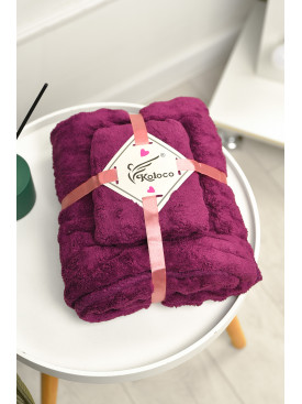 Набір однотонних рушників із мікрофібри банне+для обличчя фіолетового кольору 98-792 208889C