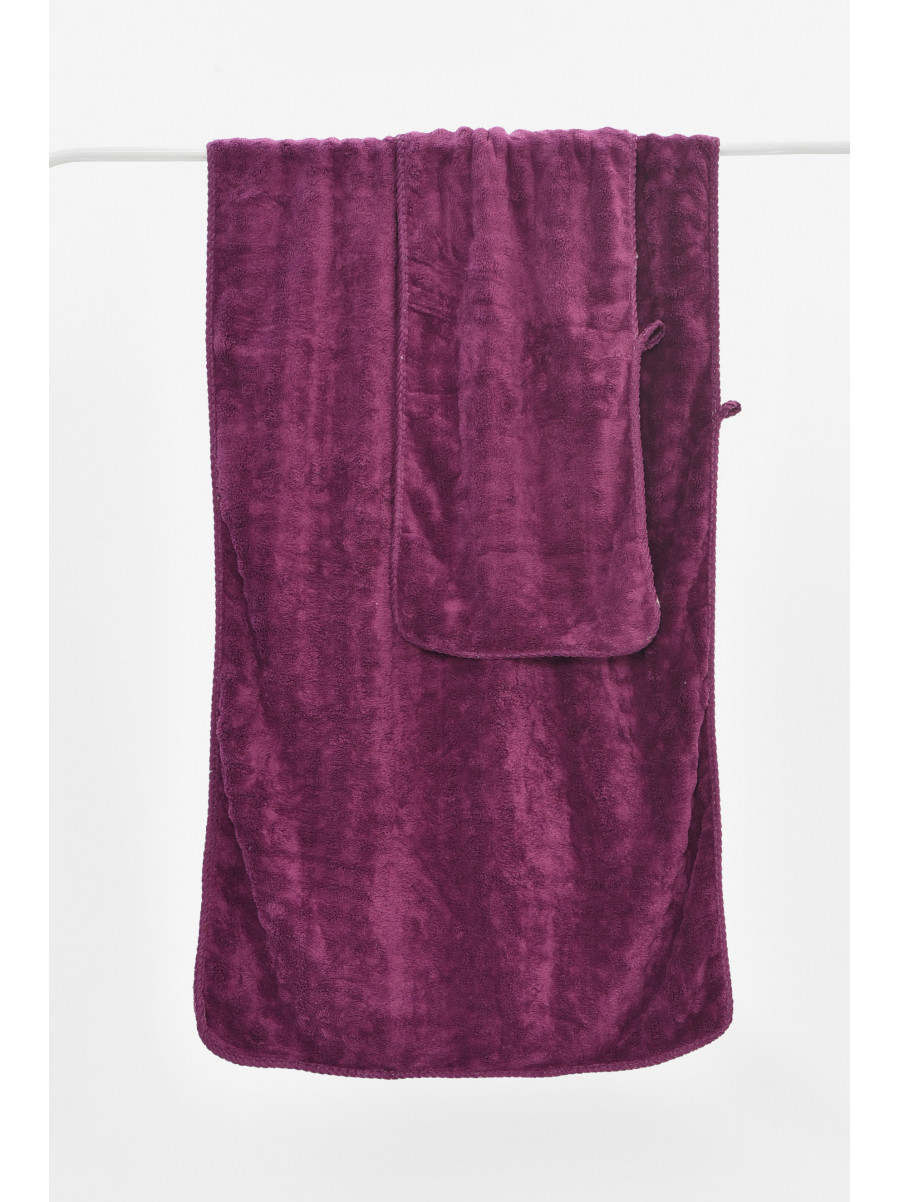 Набір однотонних рушників із мікрофібри банне+для обличчя фіолетового кольору 98-792 208889C