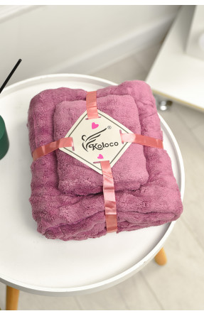 Набір однотонних рушників із мікрофібри банне+для обличчя бузкового кольору 98-792 208890C Набір однотонних рушників із мікрофібри банне+для обличчя бузкового кольору 98-792 208890C