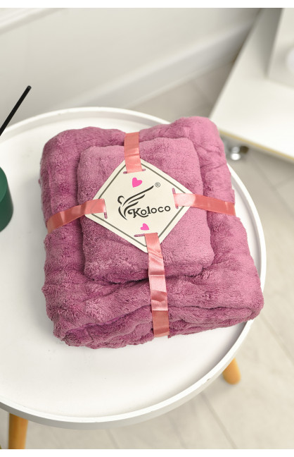Набор однотонных полотенец из микрофибры банное+для лица сиреневого цвета 98-792 208890C Набор однотонных полотенец из микрофибры банное+для лица сиреневого цвета 98-792 208890C
