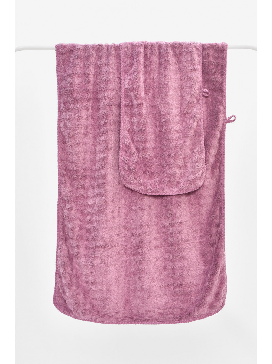 Набор однотонных полотенец из микрофибры банное+для лица сиреневого цвета 98-792 208890C
