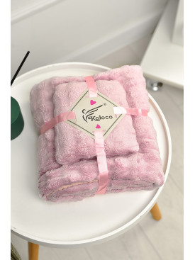 Набор однотонных полотенец из микрофибры банное+для лица светло-сиреневого цвета 98-792 208891C