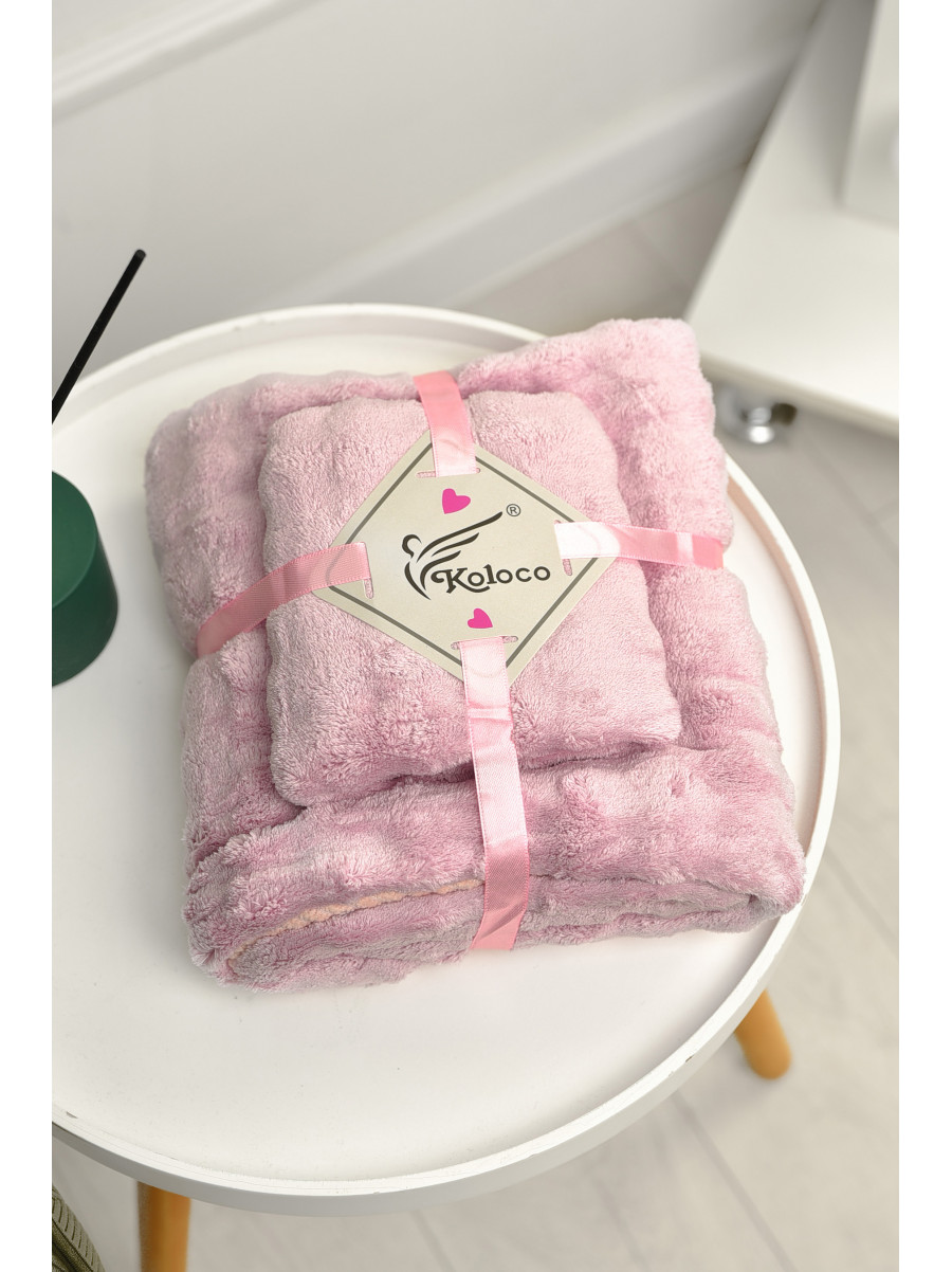 Набор однотонных полотенец из микрофибры банное+для лица светло-сиреневого цвета 98-792 208891C