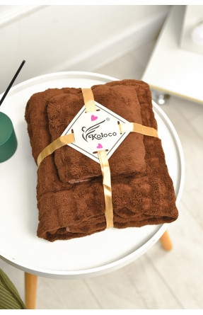 Набор однотонных полотенец из микрофибры банное+для лица коричневого цвета 98-792 208892C Набор однотонных полотенец из микрофибры банное+для лица коричневого цвета 98-792 208892C