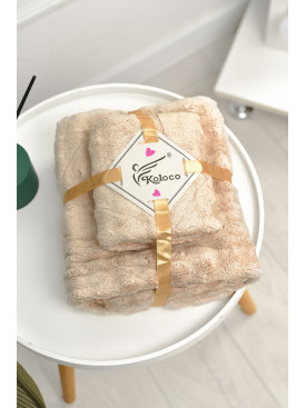 Набір однотонних рушників із мікрофібри банне+для обличчя світло-бежевого кольору 98-792 208893C Набір однотонних рушників із мікрофібри банне+для обличчя світло-бежевого кольору 98-792 208893C