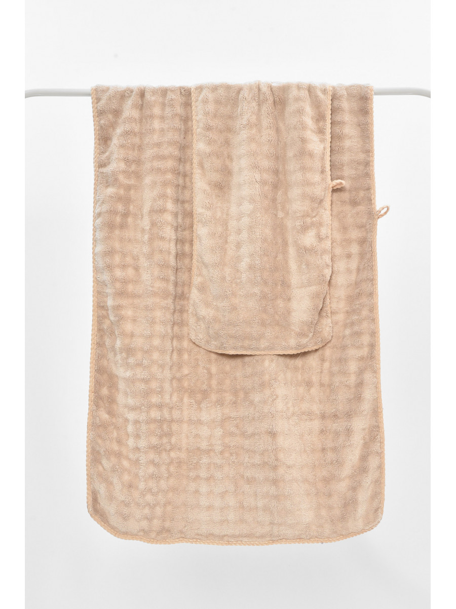 Набір однотонних рушників із мікрофібри банне+для обличчя світло-бежевого кольору 98-792 208893C