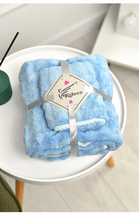 Набір однотонних рушників із мікрофібри банне+для обличчя блакитного кольору 98-792 208895C Набір однотонних рушників із мікрофібри банне+для обличчя блакитного кольору 98-792 208895C