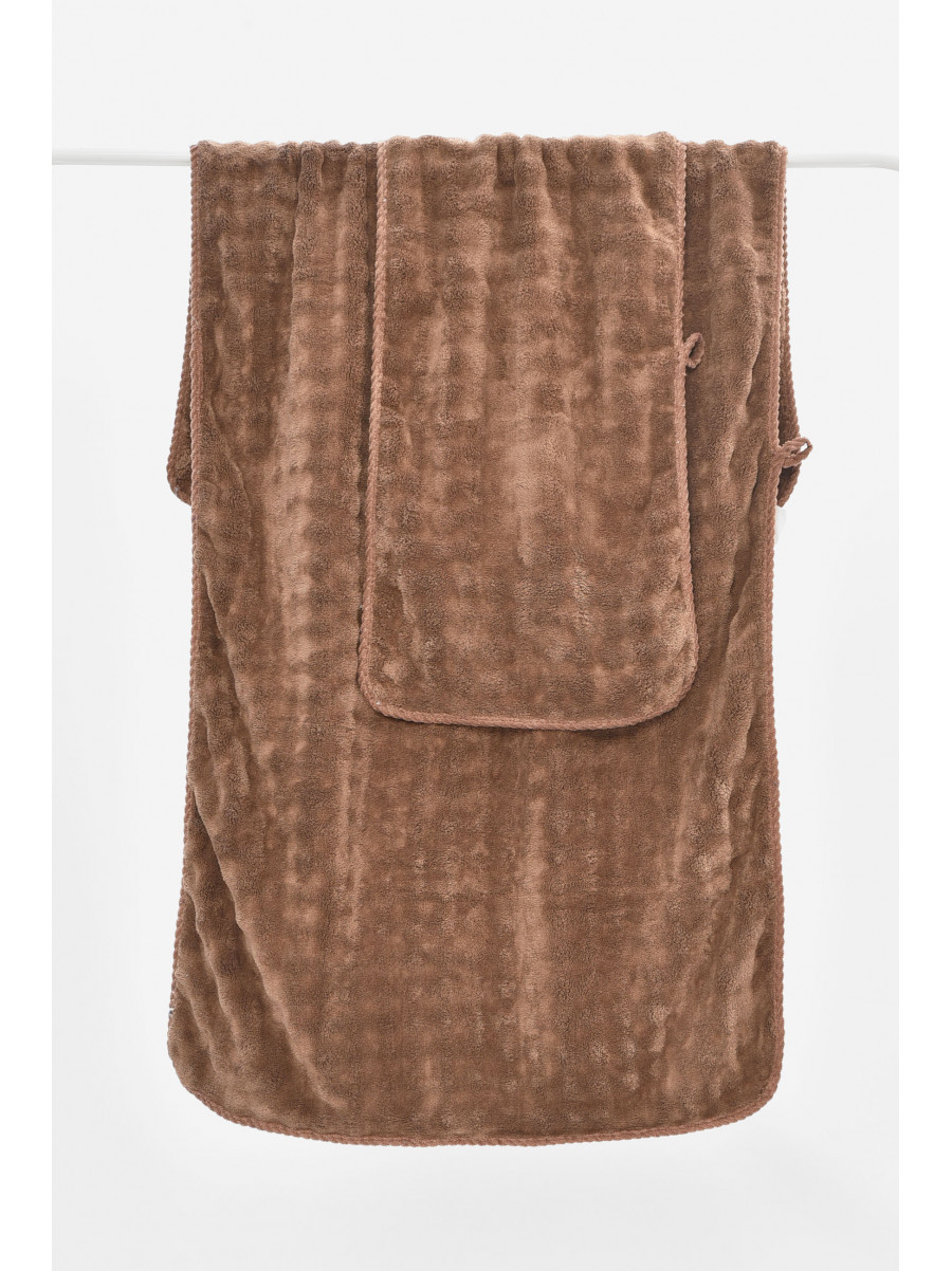 Набор однотонных полотенец из микрофибры банное+для лица коричневого цвета 98-792 208896C