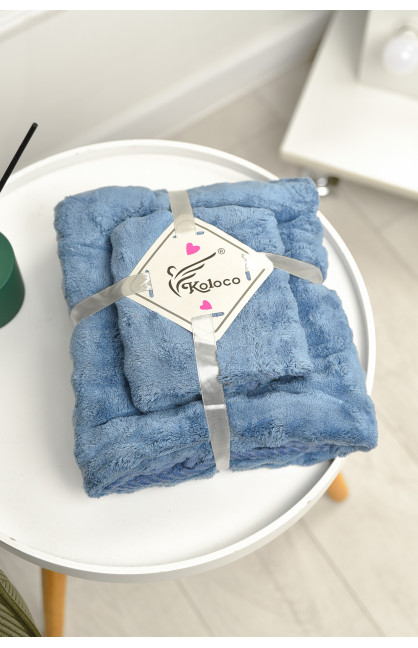 Набор однотонных полотенец из микрофибры банное+для лица синего цвета 98-792 208897C Набор однотонных полотенец из микрофибры банное+для лица синего цвета 98-792 208897C