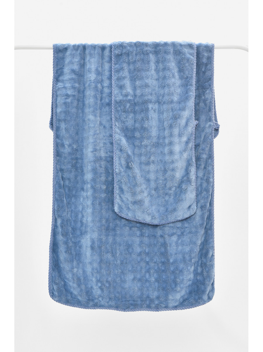 Набір однотонних рушників із мікрофібри банне+для обличчя синього кольору 98-792 208897C