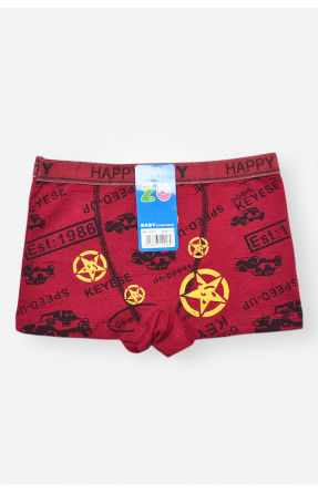 Боксери дитячі для хлопчика бордового кольору з принтом 8231 208898C Боксери дитячі для хлопчика бордового кольору з принтом 8231 208898C