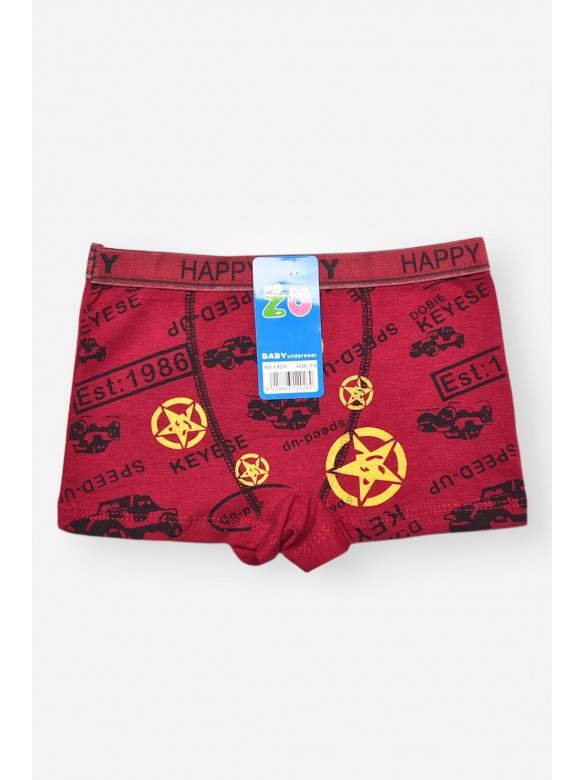 Боксери дитячі для хлопчика бордового кольору з принтом 8231 208898C