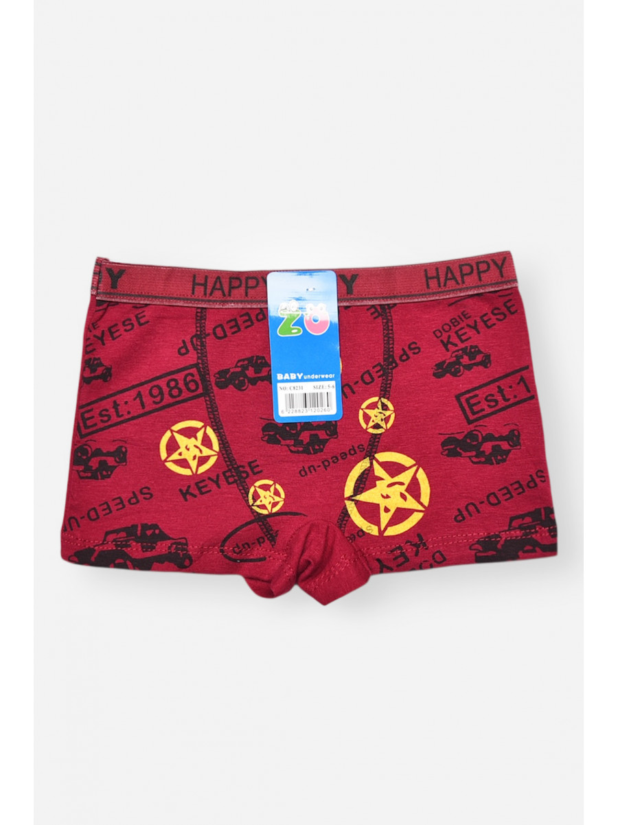 Боксери дитячі для хлопчика бордового кольору з принтом 8231 208898C