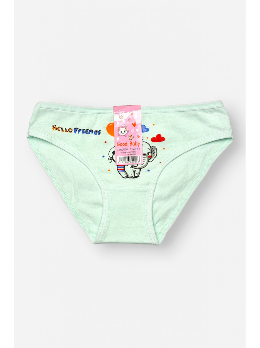 Трусики дитячі для дівчинки м'ятного кольору з принтом L71098 208941C