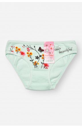 Трусики дитячі для дівчинки м'ятного кольору з принтом L71066 208947C Трусики дитячі для дівчинки м'ятного кольору з принтом L71066 208947C