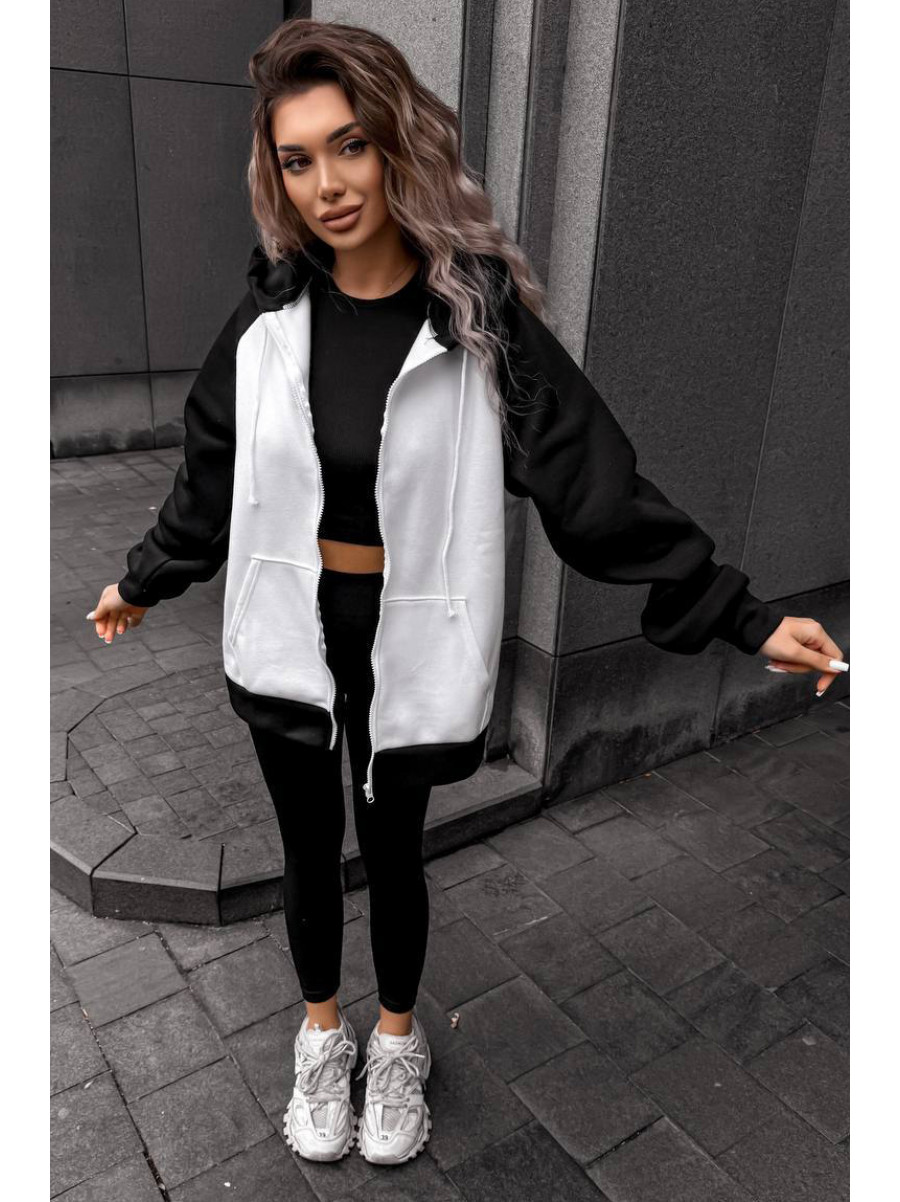 Худи женское на флисе белого цвета 5009 209005C