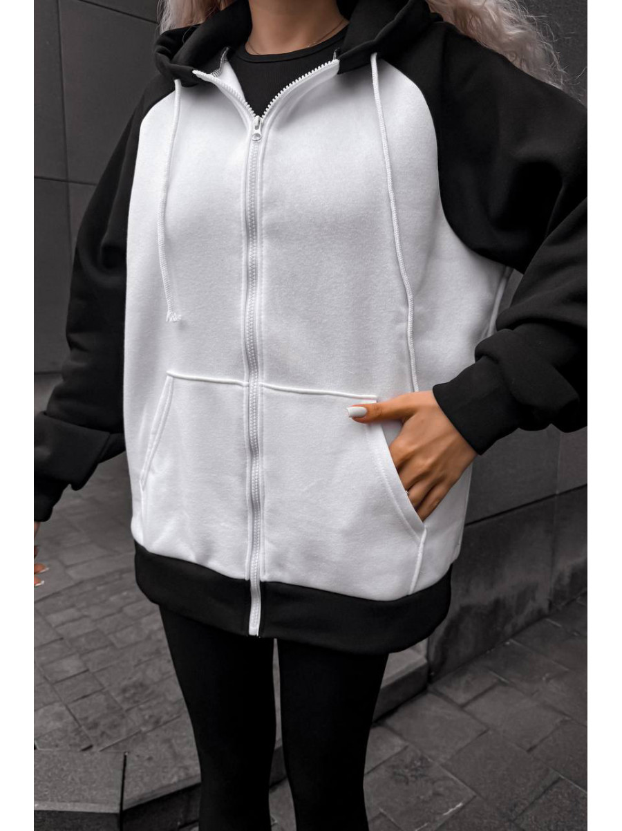 Худи женское на флисе белого цвета 5009 209005C