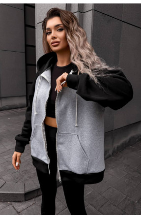 Худи женское на флисе серого цвета 5009 209006C Худи женское на флисе серого цвета 5009 209006C