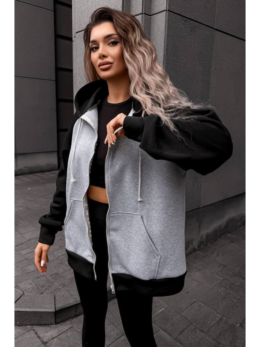 Худи женское на флисе серого цвета 5009 209006C