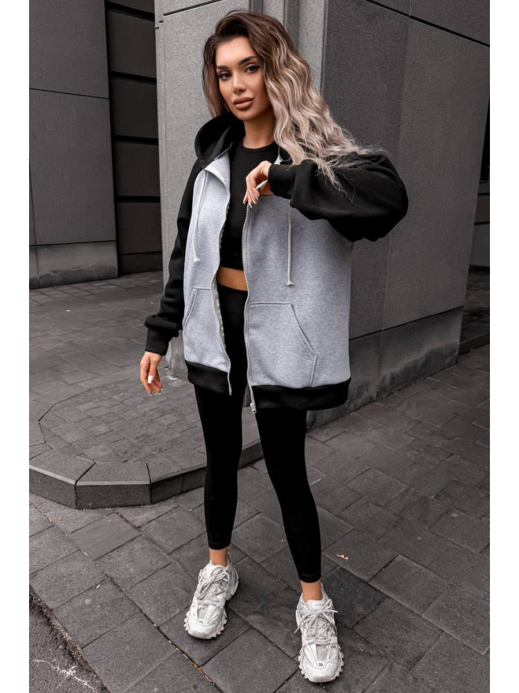 Худи женское на флисе серого цвета 5009 209006C