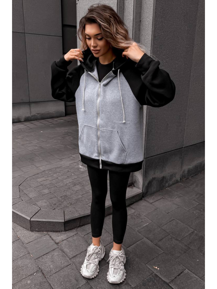 Худи женское на флисе серого цвета 5009 209006C
