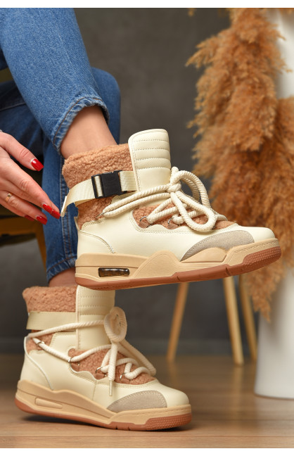 Черевики жіночі еврозима бежевого кольору Т15-2 209008C