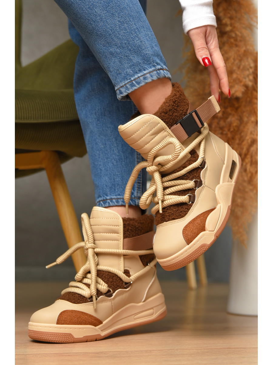 Ботинки женские еврозима темно-бежевого цвета Т15-3 209009C