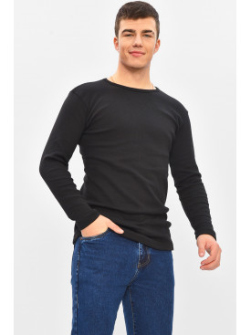 Кофта мужская однотонная на флисе черного цвета 209012C