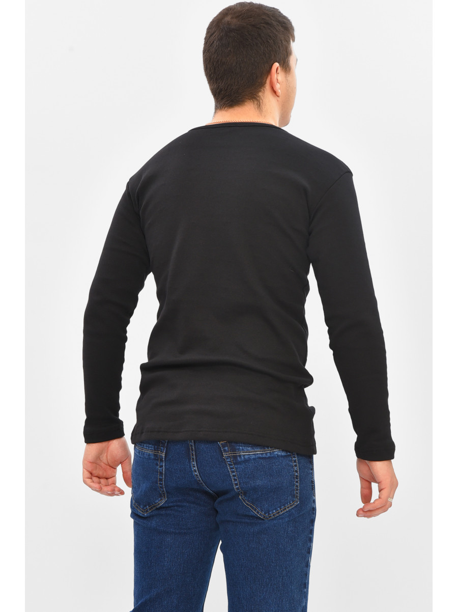 Кофта мужская однотонная на флисе черного цвета 209012C