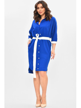 Сукня жіноча однотонна синього кольору 8237 209013C Сукня жіноча однотонна синього кольору 8237 209013C