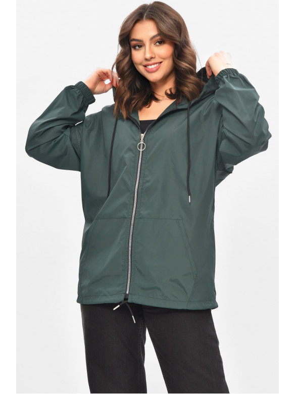Ветровка женская однотонная тёмно-зеленого цвета 1002 209017C