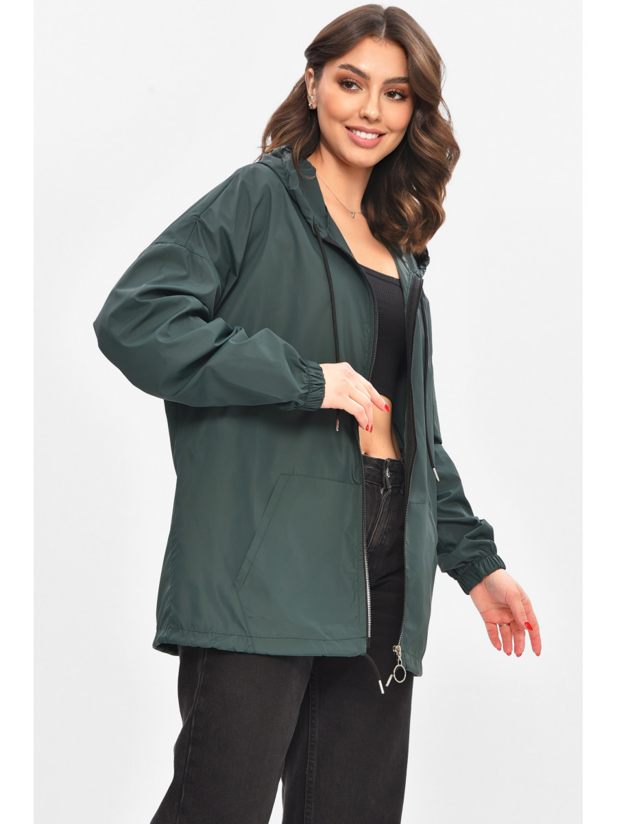 Ветровка женская однотонная тёмно-зеленого цвета 1002 209017C